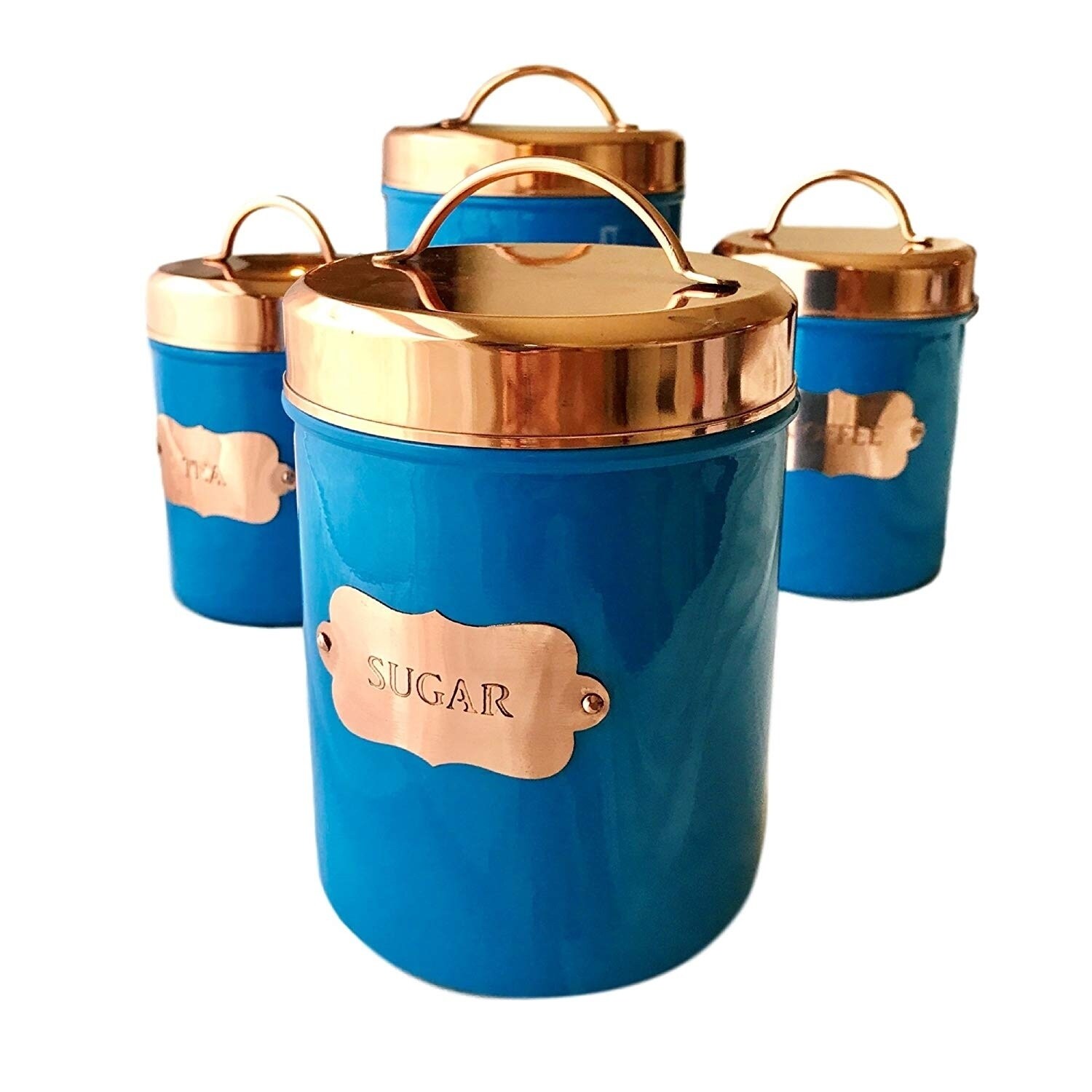 Copper Kitchen Food Canister Set of 4 by Kauri Design - Bed Bath & Beyond -  20229173