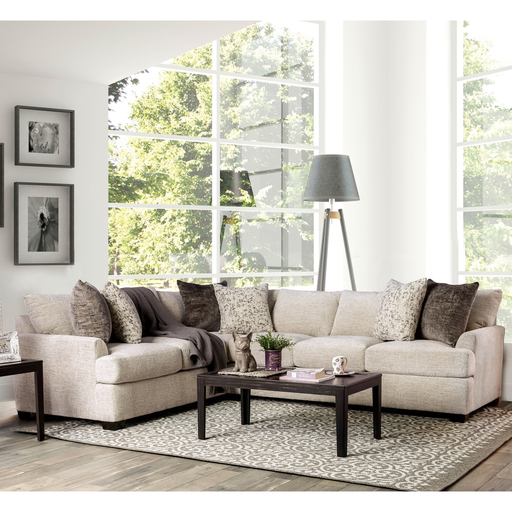 Furniture of America Sis Contemporary Ivory 3-piece Sectional Sofa