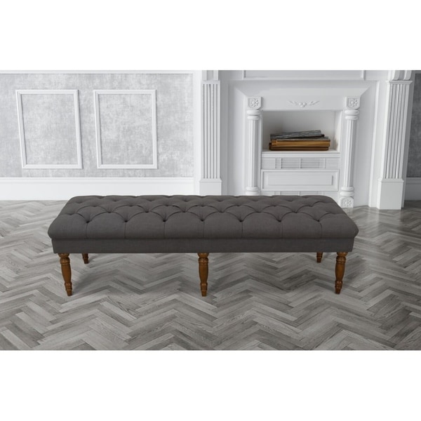 Shop The Gray Barn Holden Hill Charcoal Grey Tufted Bench