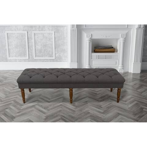 The Gray Barn Holden Hill Charcoal Grey Tufted Bench