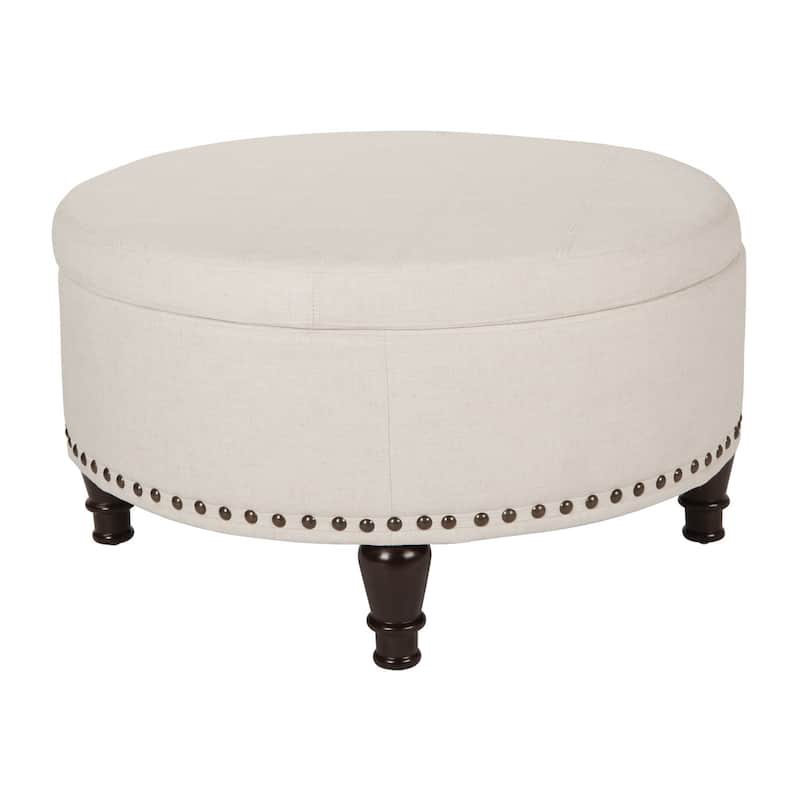 Copper Grove Strawflower Round Storage Ottoman
