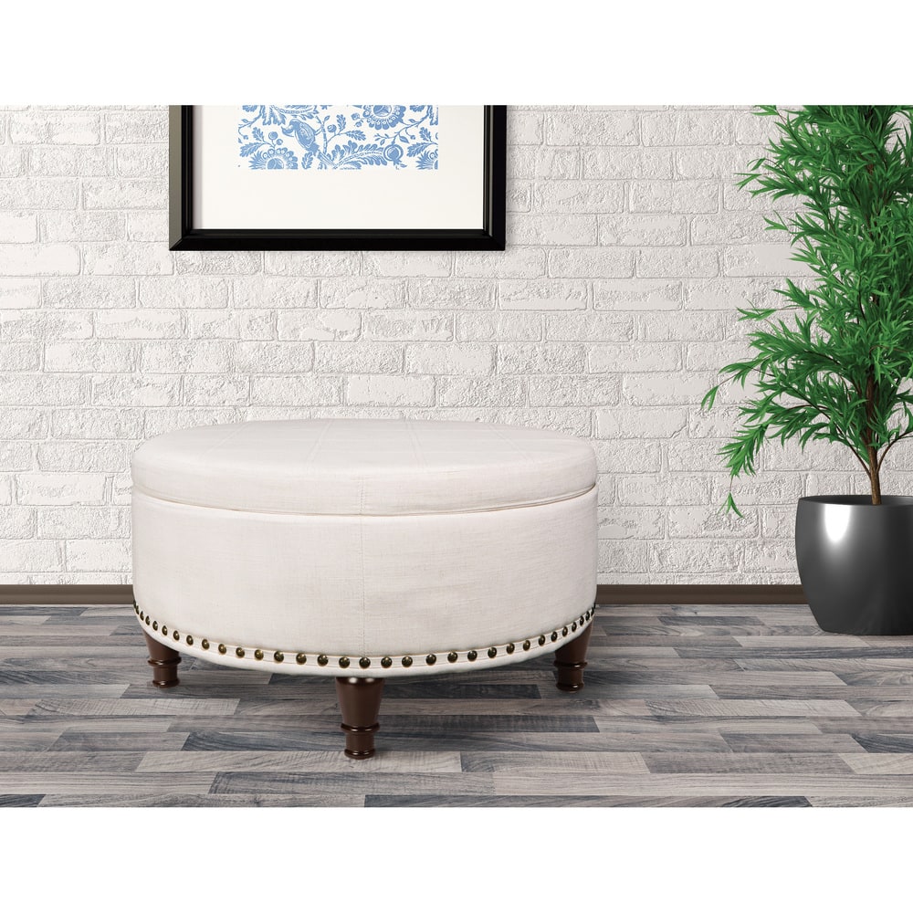 Copper Grove Strawflower Round Storage Ottoman