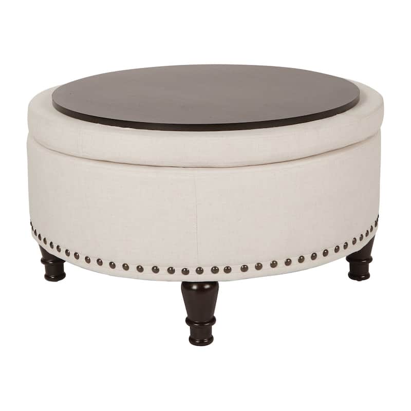 Copper Grove Strawflower Round Storage Ottoman