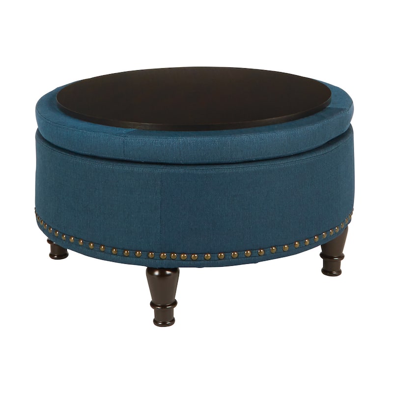 Copper Grove Strawflower Round Storage Ottoman