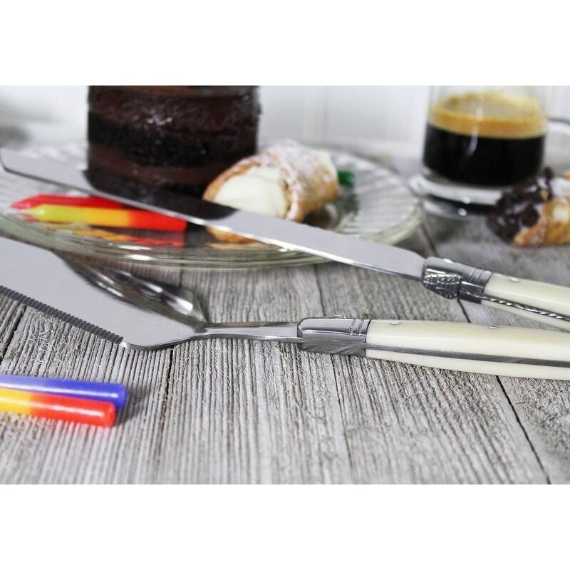 French Home 2 Piece Laguiole Faux Ivory Conoisseur Cake Slicer and Server Set