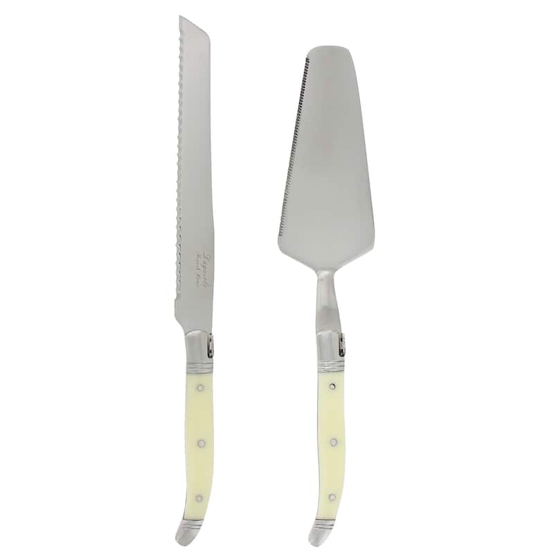 French Home 2 Piece Laguiole Faux Ivory Conoisseur Cake Slicer and Server Set