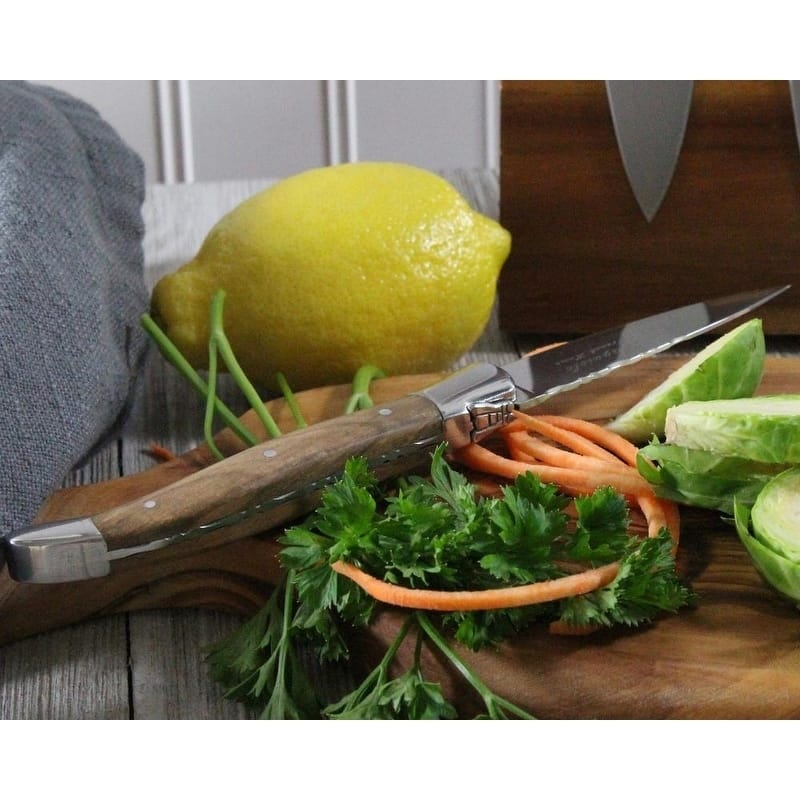 French Home 5 Piece Laguiole Olivewood Kitchen Knife Set