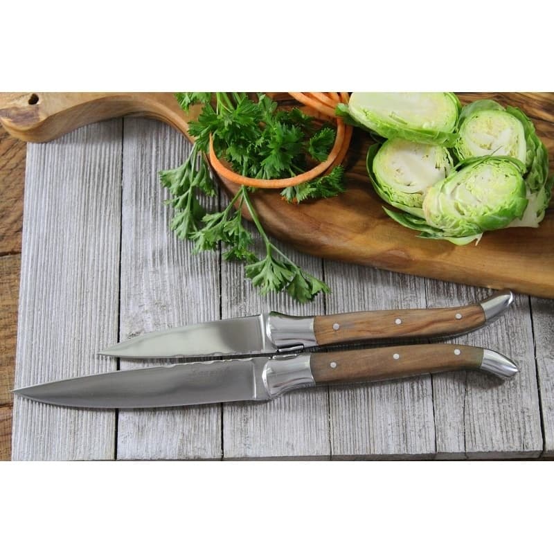 French Home 5 Piece Laguiole Olivewood Kitchen Knife Set