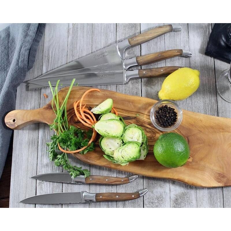 French Home 5 Piece Laguiole Olivewood Kitchen Knife Set
