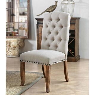 Furniture of America Tufted Dining Chairs Set of 2 (Ivory)