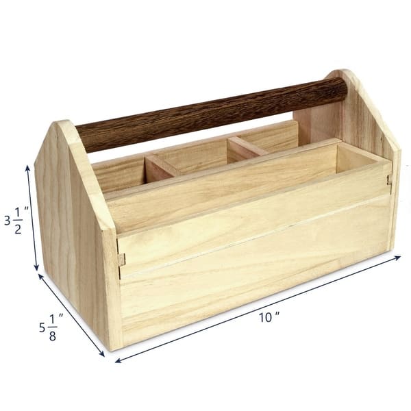 Shop Natural Wood Color Wooden Craft Tool Box With Handle Overstock 20234621
