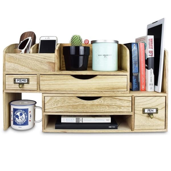 Shop Ikee Design Adjustable Wooden Desktop Organizer Office