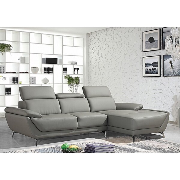 Lincoln Modern Grey Leather L Shaped Sofa With Adjule Lincoln Modern Grey Leather L Shaped Sofa With Adjule Headrests