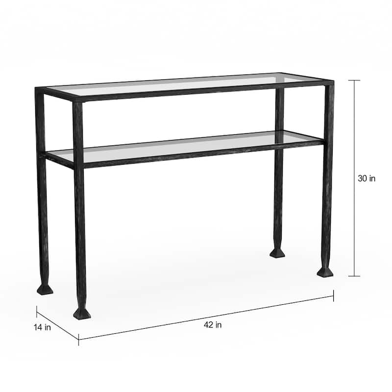 SEI Furniture Glenn Distressed Black Metal Console Table with Shelf