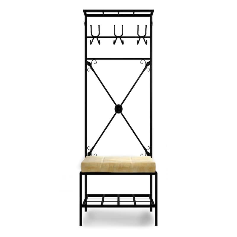 Bugleweed Black Metal Coat Rack Bench