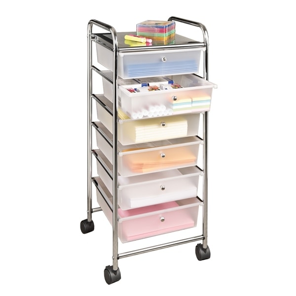Seville Classics 6 Drawer Rolling Organizer Steel Mesh for Office Shop Home Cart