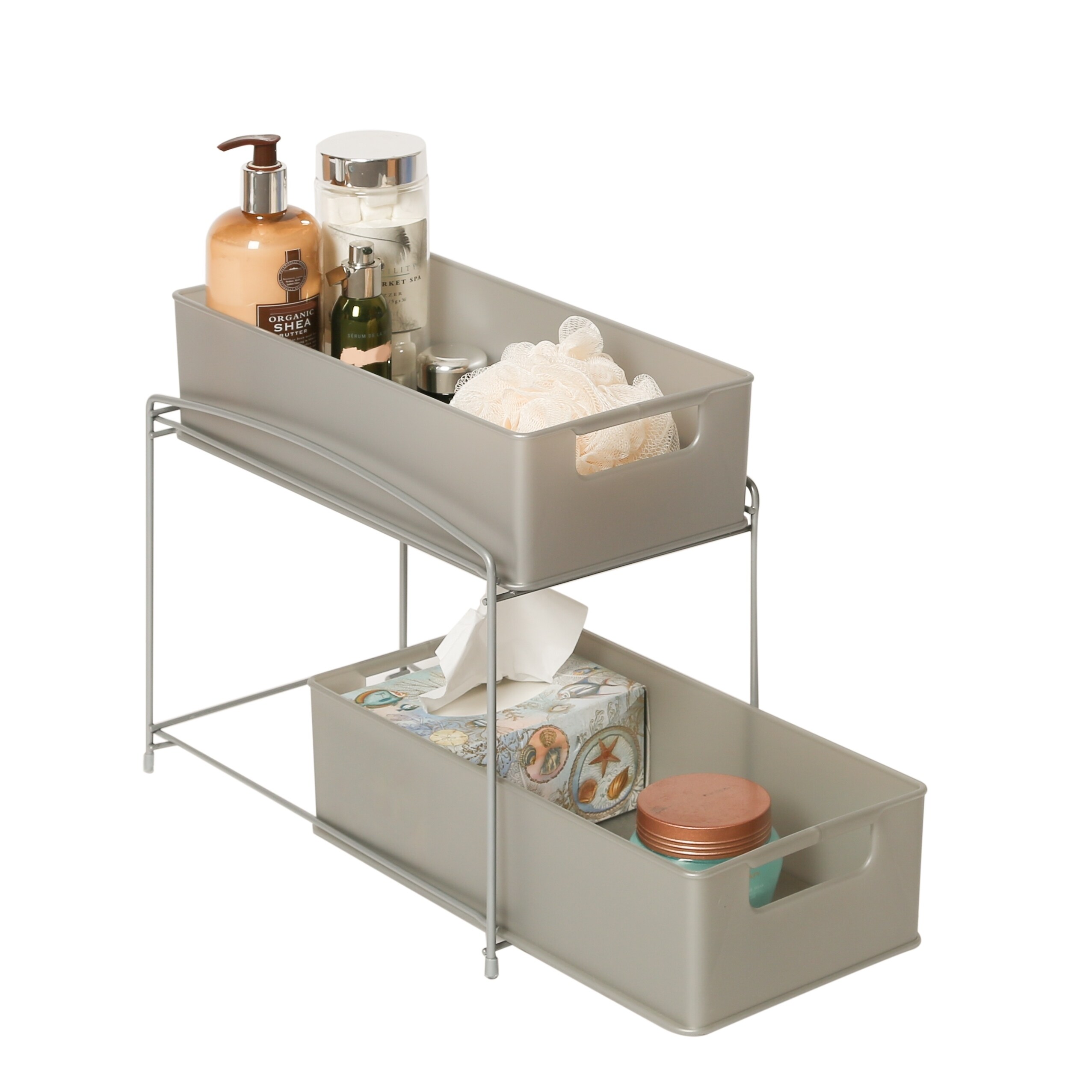 Shop Seville Classics Satin Pewter 2 Tier Pull Out Sliding Drawer