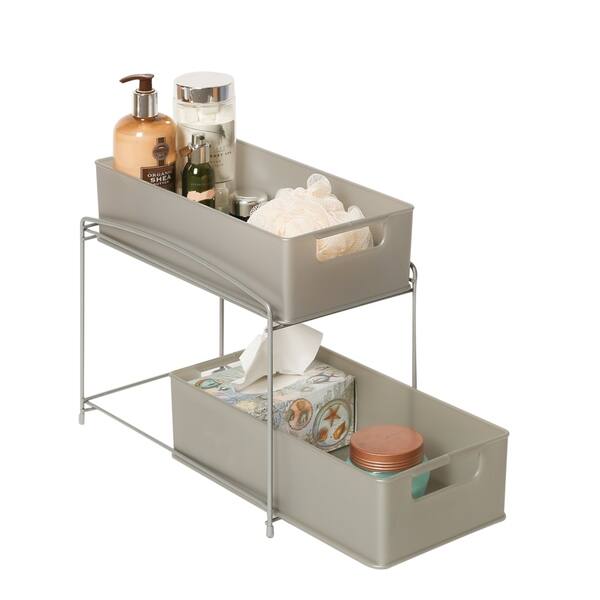 Shop Seville Classics Satin Pewter 2 Tier Pull Out Sliding Drawer