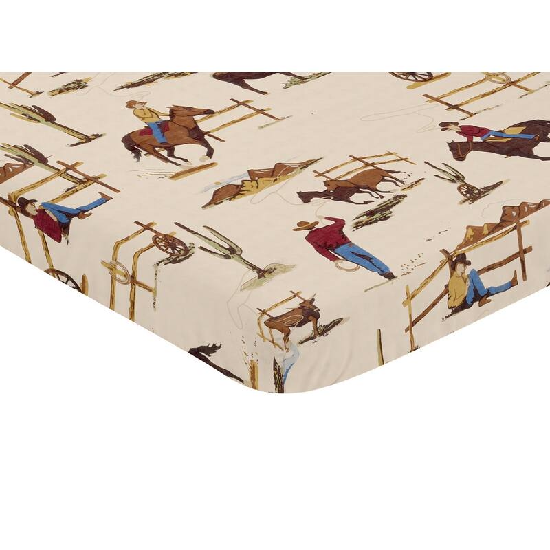Sweet Jojo Designs Cowboy Western Wild West Collection Fitted Mini Portable Crib Sheet