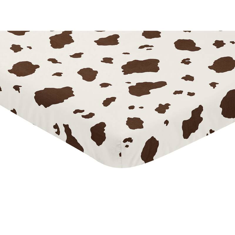 Sweet Jojo Designs Brown Cow Print Western Wild West Collection Fitted Mini Portable Crib Sheet