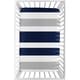 preview thumbnail 1 of 1, Sweet Jojo Designs Navy Blue and Grey Stripe Collection Fitted Mini Portable Crib Sheet