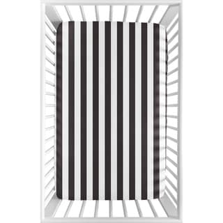 Sweet Jojo Designs Black and White Stripe Paris Collection Fitted Mini Portable Crib Sheet