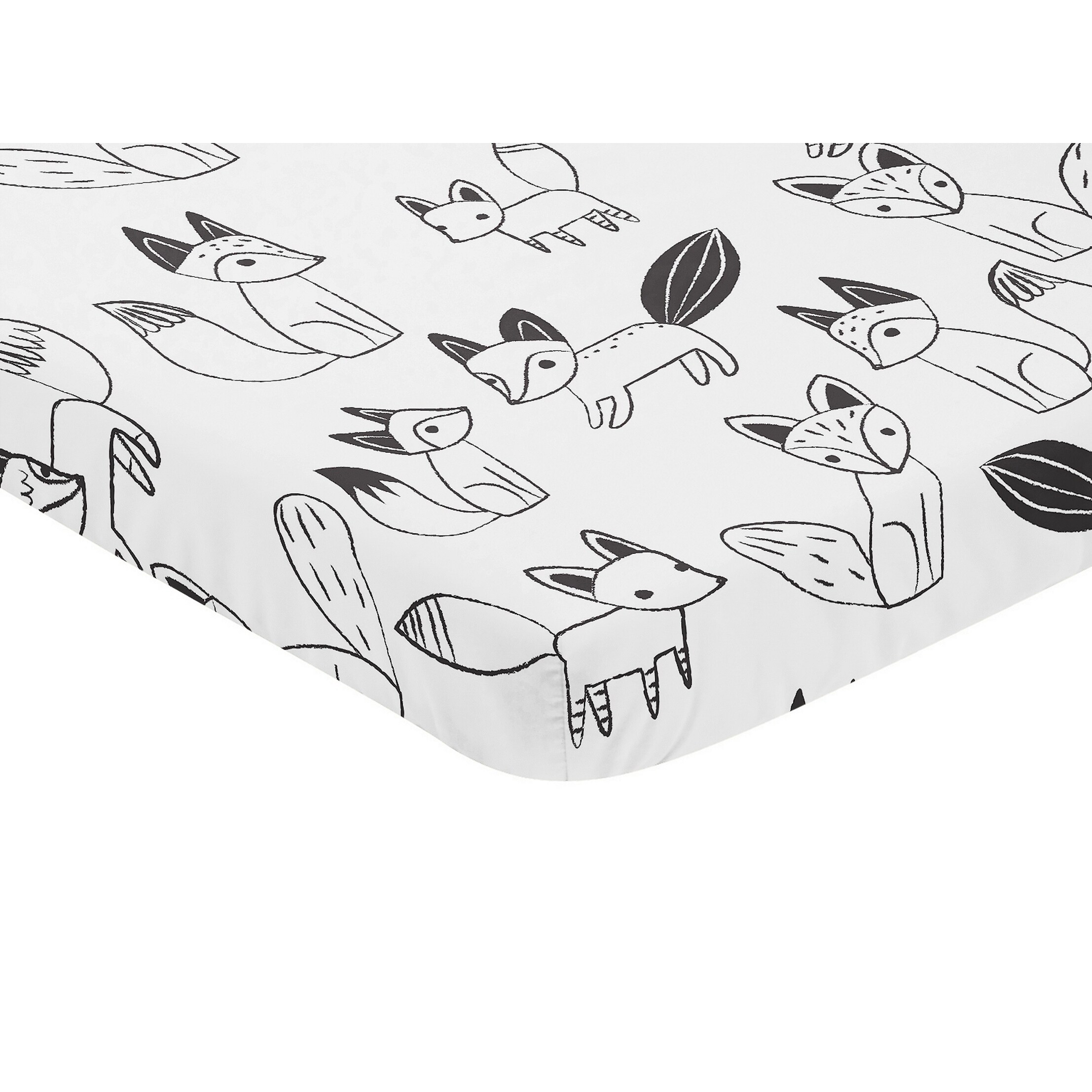 Sweet Jojo Designs Black and White Woodland Fox Collection Fitted Mini  Portable Crib Sheet - Bed Bath u0026 Beyond - 20237105