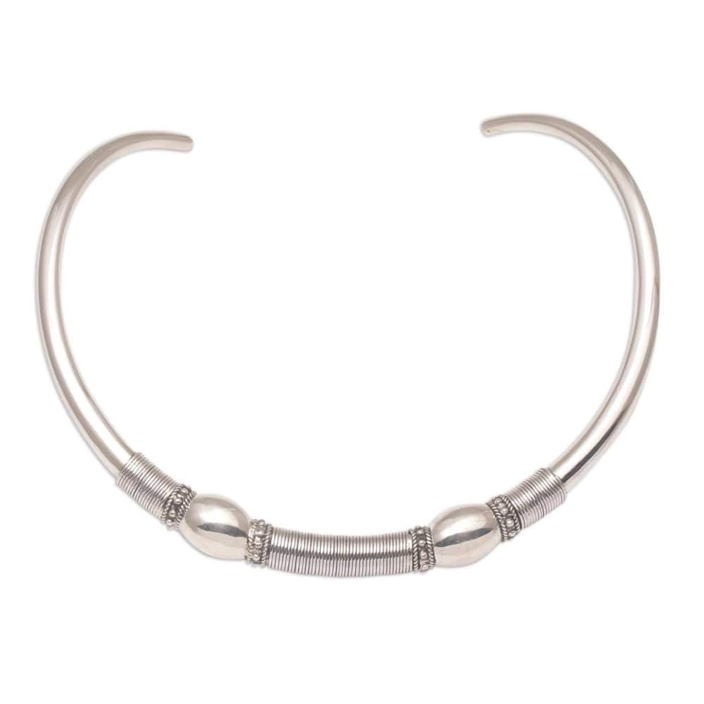 NOVICA Handmade Sterling Silver Bubble Queen Necklace (Indonesia) - 8' x 10'