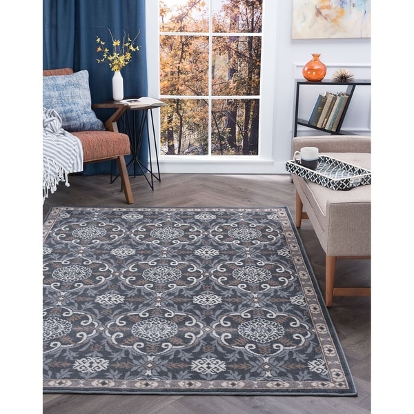 Shop Alise Rugs Hamilton Traditional Brocade Area Rug On Sale Free
