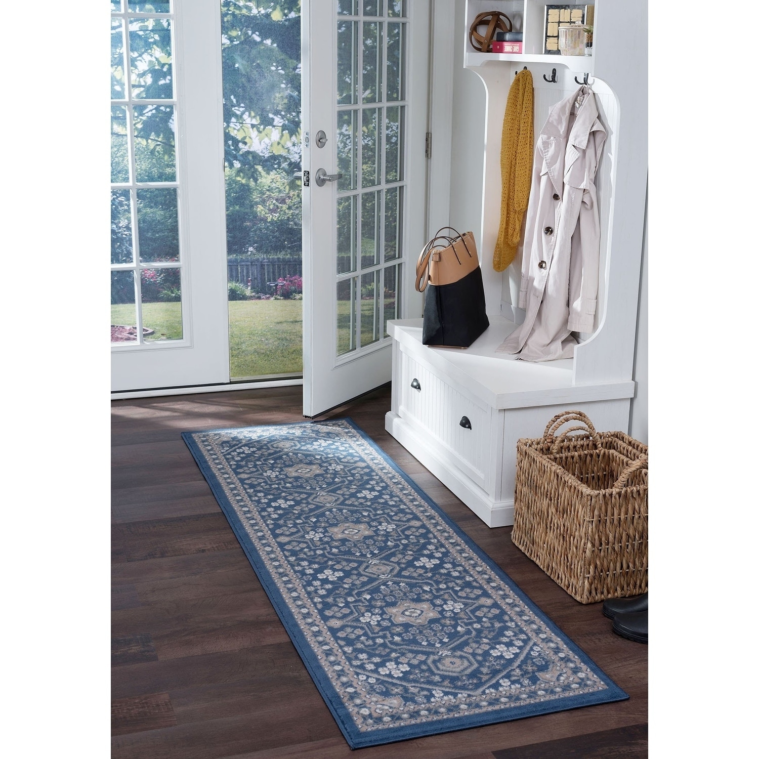 Alise Rugs Hamilton Traditional Oriental Runner Rug Navy 2 3 X 10