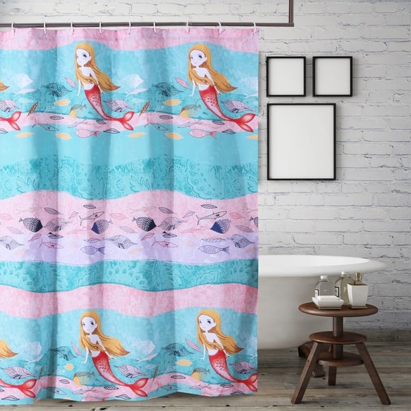 slide 2 of 4, Mermaid Shower Curtain - 72x72in