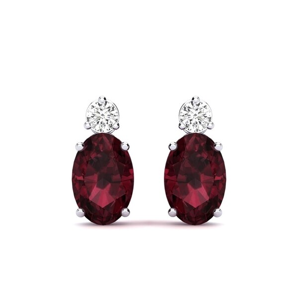 2 Ct 7x5mm Oval Garnet Sterling Silver Stud Earrings 2 Ct 7x5mm Oval Garnet Sterling Silver Stud Earrings