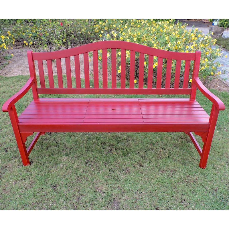 Royal Fiji 5-Foot Garden Bench with Table - Barn Red