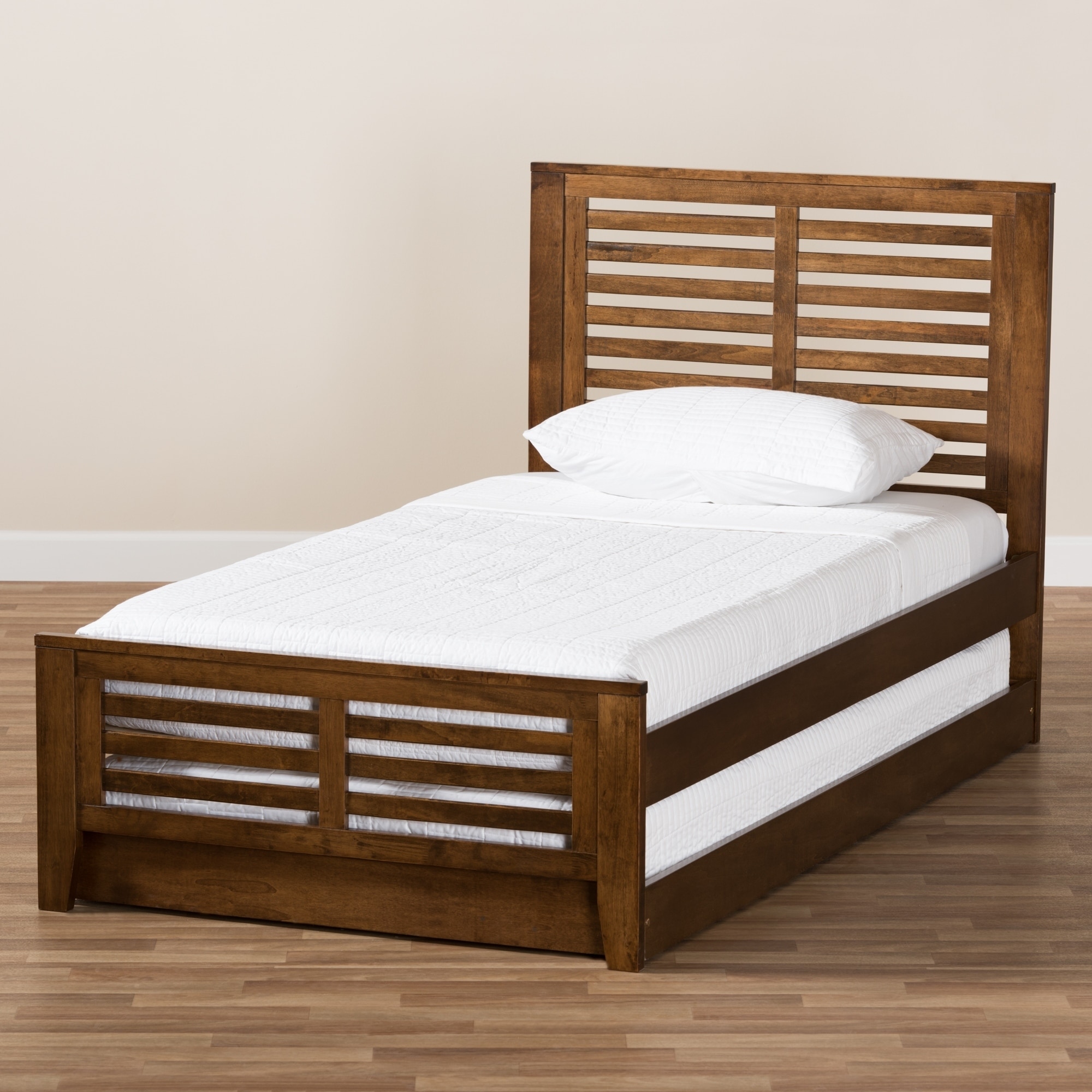 Mission Wood Twin Size Bed with trundle by Baxton Studio