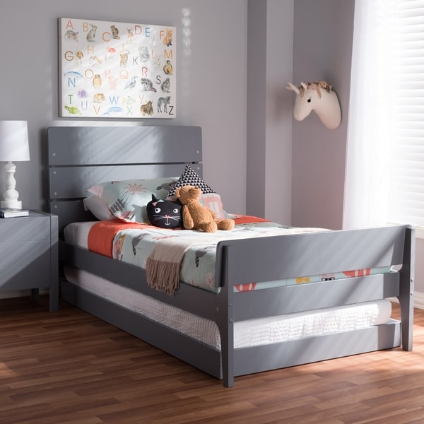 Shop Taylor & Olive White Oak Twin Bed with Trundle - On ...