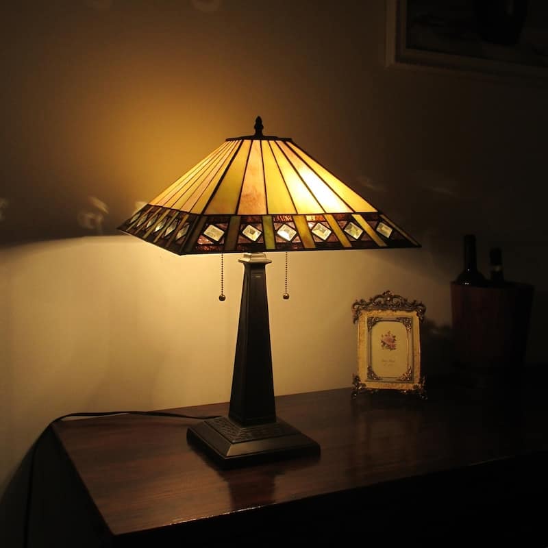 Tiffany Style Mission Design 2-light Blackish Bronze Table Lamp
