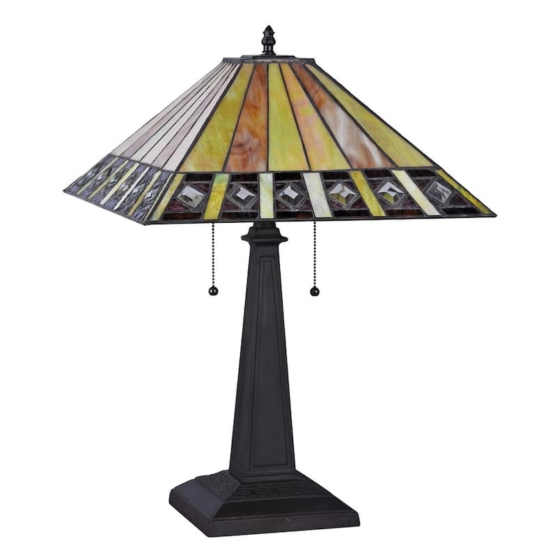 Tiffany Style Mission Design 2-light Blackish Bronze Table Lamp