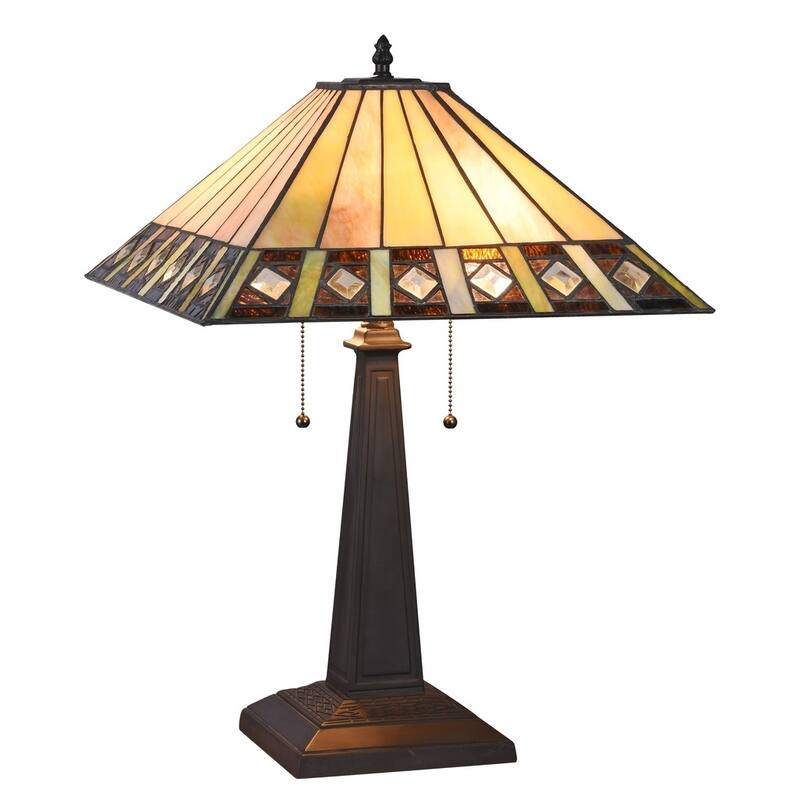 Tiffany Style Mission Design 2-light Blackish Bronze Table Lamp