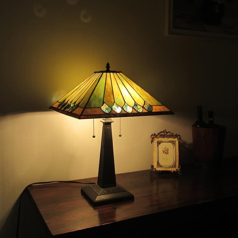 Tiffany Style 2-light Blackish Bronze Table Lamp