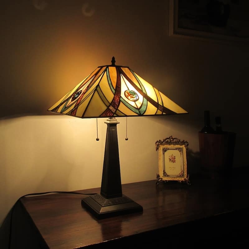 Tiffany Style 2-light Blackish Bronze Table Lamp