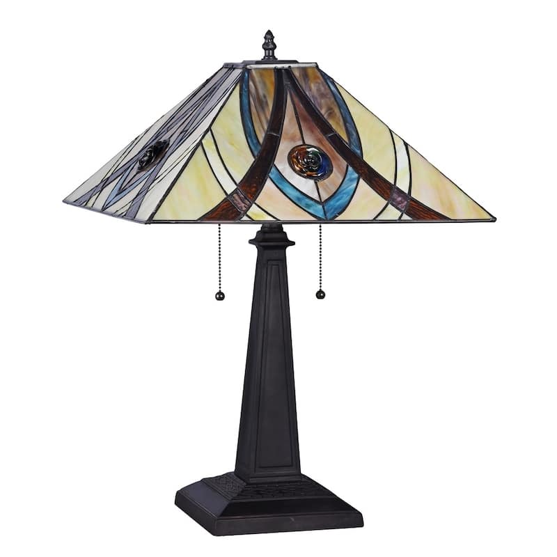 Tiffany Style 2-light Blackish Bronze Table Lamp