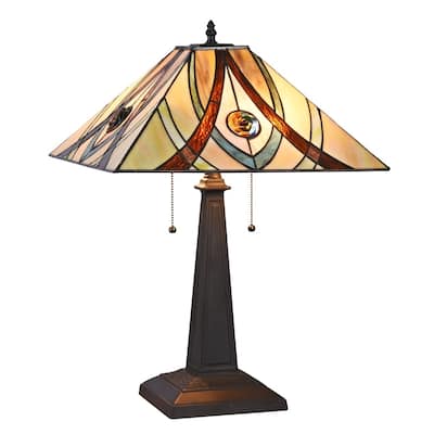 Tiffany Style 2-light Blackish Bronze Table Lamp