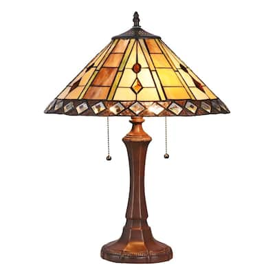 Tiffany Style Mission Design 2-light Dark Bronze Table Lamp