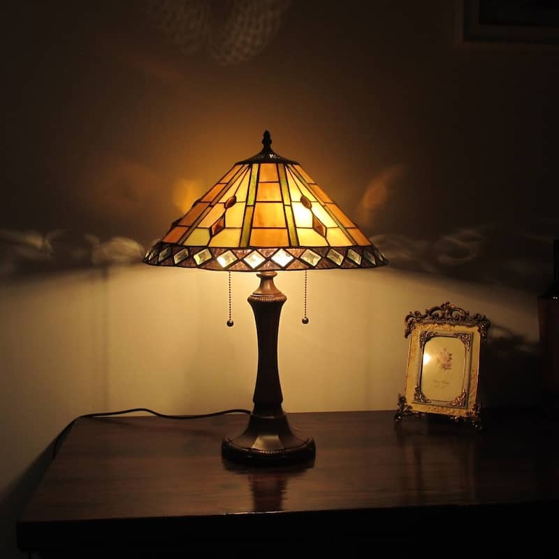 Tiffany Style Mission Design 2-light Dark Bronze Table Lamp