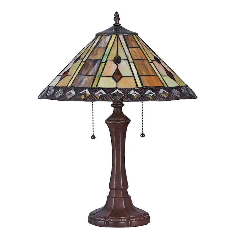 Tiffany Style Mission Design 2-light Dark Bronze Table Lamp