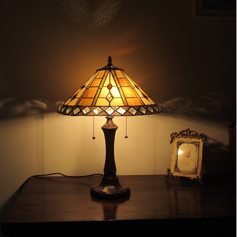 Tiffany Style Mission Design 2-light Dark Bronze Table Lamp