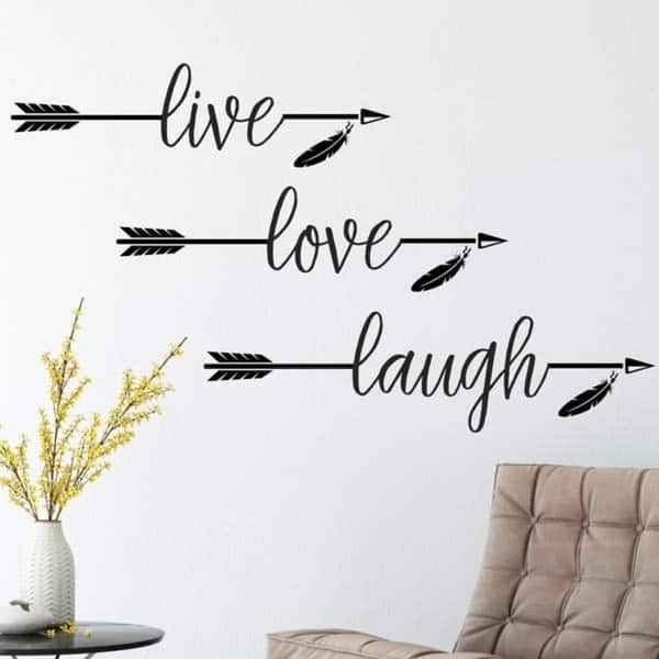 Amazon Com Live Laugh Love Wall Decal Art Vinyl Live Laugh Love Wall Decor Stickers Motivational Quotes For Bedroom Removable Wall Sign Mural Diy Home Decorations Decals Large A Kitchen Dining
