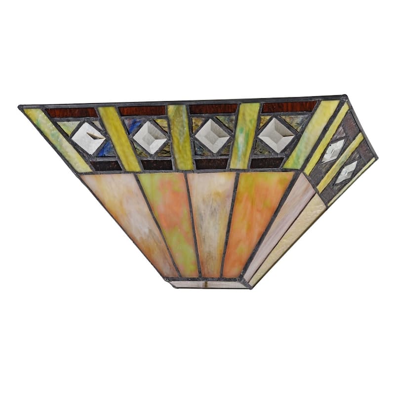 Tiffany Style Mission Design 1-light Black/Stained Glass Wall Sconce