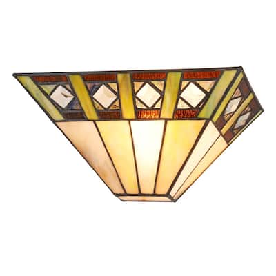 Tiffany Style Mission Design 1-light Black/Stained Glass Wall Sconce
