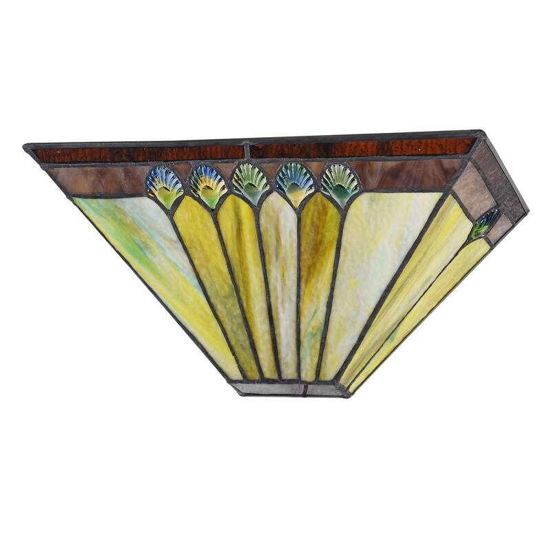 Tiffany Style 1-light Black/Stained Glass Wall Sconce